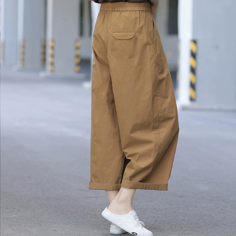 Женские повседневные широкие брюки, летние, винтажный стиль, однотонные, свободные, удобные, женские брюки длиной до щиколотки