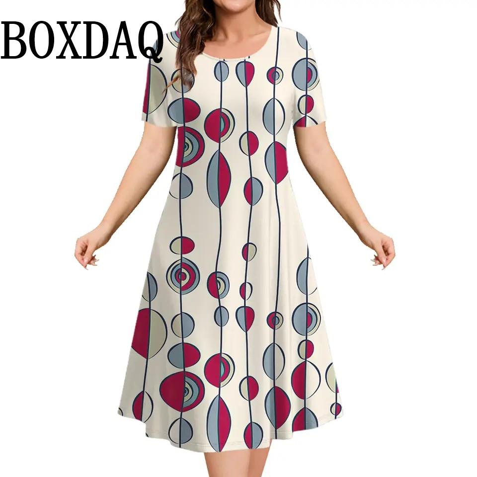 Женские платья с принтом в горошек, летняя одежда, короткие рукава, свободное платье больших размеров, модное элегантное женское уличное мини-платье