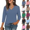 3/4 Sleeve Shirts For Women Tees Blouses Casual Plus Size Basic Tops Pullover