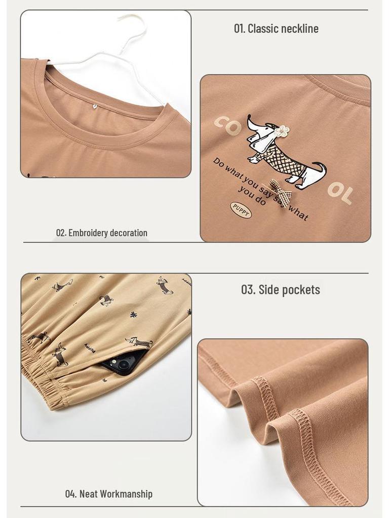 Women's Cotton Cartoon Print Pajama Set - Long Sleeve and Pants, Lycra Cotton, Casual & Elastic, Autumn Homewear