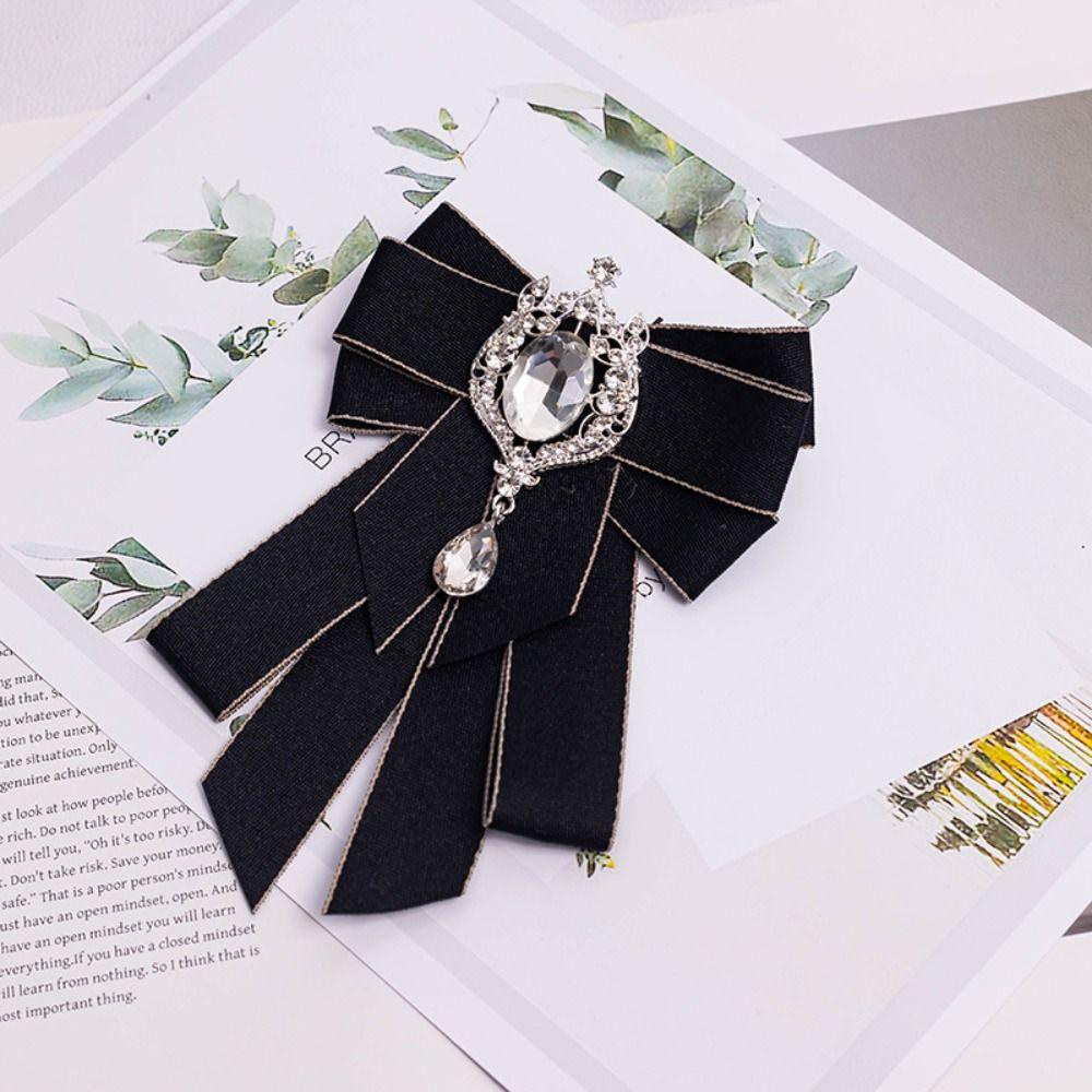 Rhinestone Bow Tie Crystal Ribbon Bow Brooch Fashion Neck Tie For Men and Women