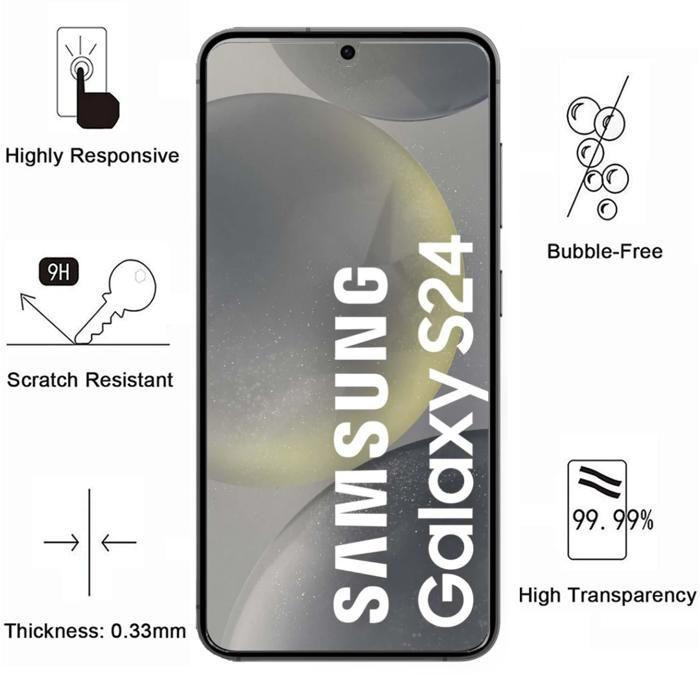 Verre de protection - Phonillico - Samsung Galaxy S24 - Pack 2 - Résistant aux rayures - Transparent