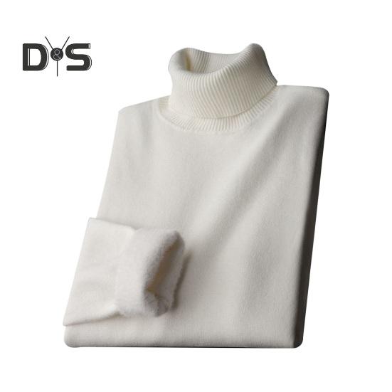 Осень-зима мужской свитер с полувысоким воротником, толстая плюшевая трикотажная подкладка, эластичные длинные рукава, теплый однотонный трикотаж, свободная повседневная одежда, свитера