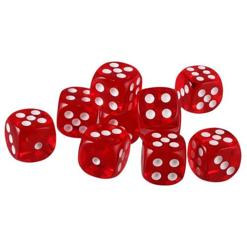 [Generic] Set of 10 Tabletop Role-Playing Game Acrylic Toy Six-Sided Dice, D6, 10 Colors - Red