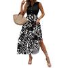 Women Summer Dresses Bohemian Women's Casual And Fashionable V-neck Sleeveless Printing Mid Length Dress