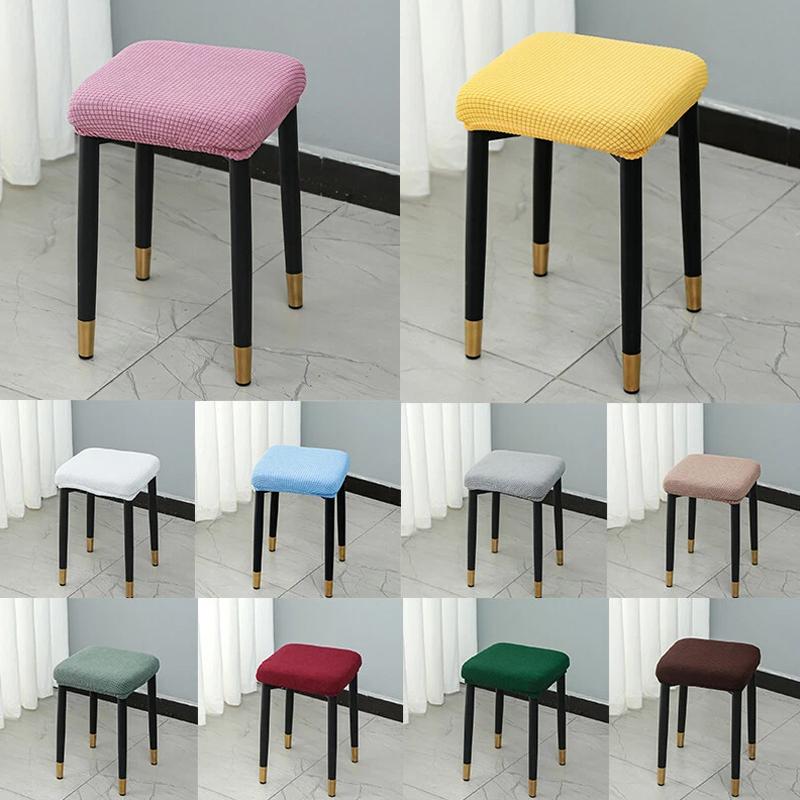 1 шт. Чехол на табурет Эластичный Квадратный Чехол на сиденье Съемный Однотонный Пылезащитный Чехол на стул Полиэстер Чехлы на табурет