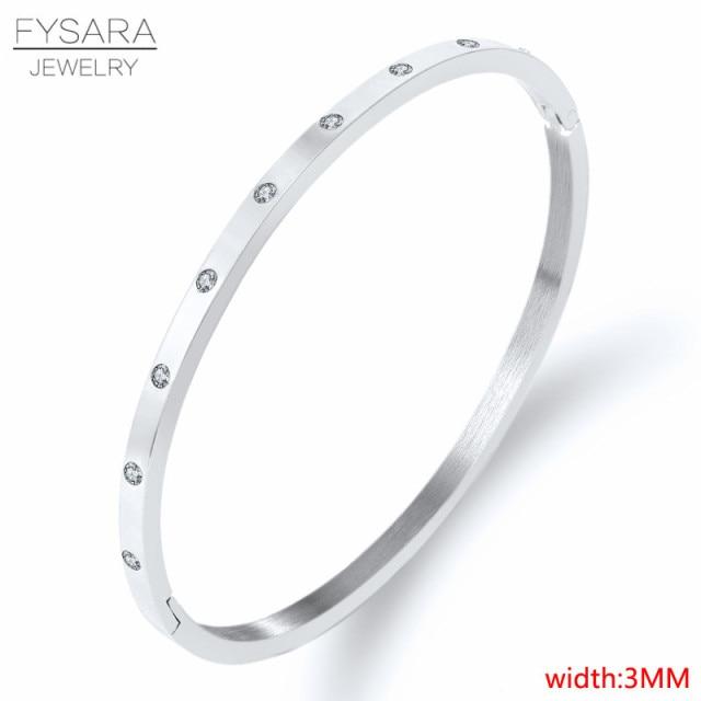 Luxury Lover Jewelry Women Bangle Titanium Steel Couple Jewelry Full Cz White Crystal Buckle Bracelets Bangles Men