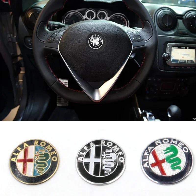 UHNPV1 TFLGX1 1Pc 40mm Car Steering Wheel Logo Badge Sticker for Alfa Romeo Mito Giulia Giulietta 147 156 166 159 Stelvio Sportiva 4C 8C GT