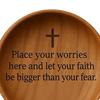 Wooden Prayer Bowl Handcrafted Round Dough Bowl with Carved Pattern Faith Based Encouragement Gift for Christian Prayer