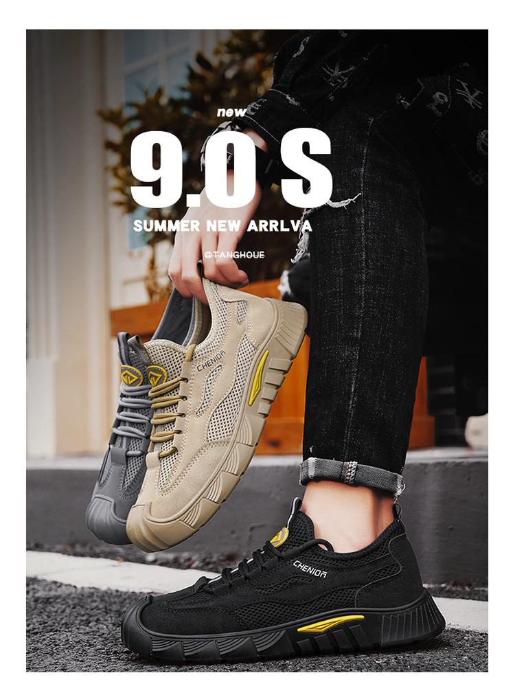 2025 new mesh breathable low-top retro tooling sports and leisure men's shoes black non-slip work shoes