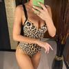 Sexy Leopared Printed Underwire Bra Cup Women Swimwear One Piece Swimsuit Female Monokini Bather Bathing Suit Swim