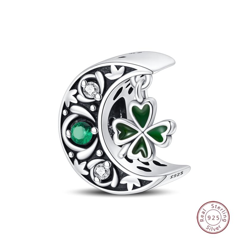 Медный браслет с бусинами 'Четырехлистный клевер на удачу', с блестящим цирконием, для оригинального браслета 3 мм, женские изящные украшения