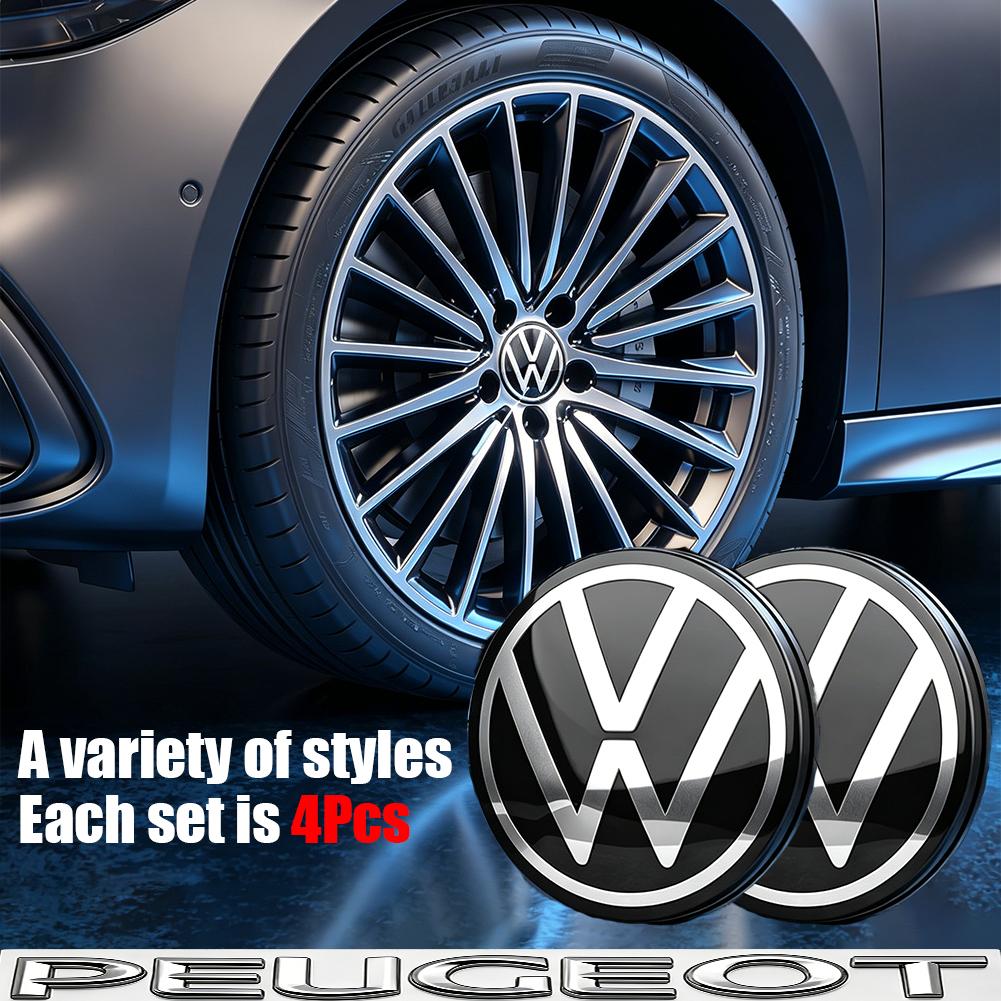 Valve Stems Caps 4pcs 56/65mm Volkswagen Car Wheel Center Cover Hub Cap For VW Golf Tiguan T-Roc Polo Passat ID.4 T-Cross ID.3 T