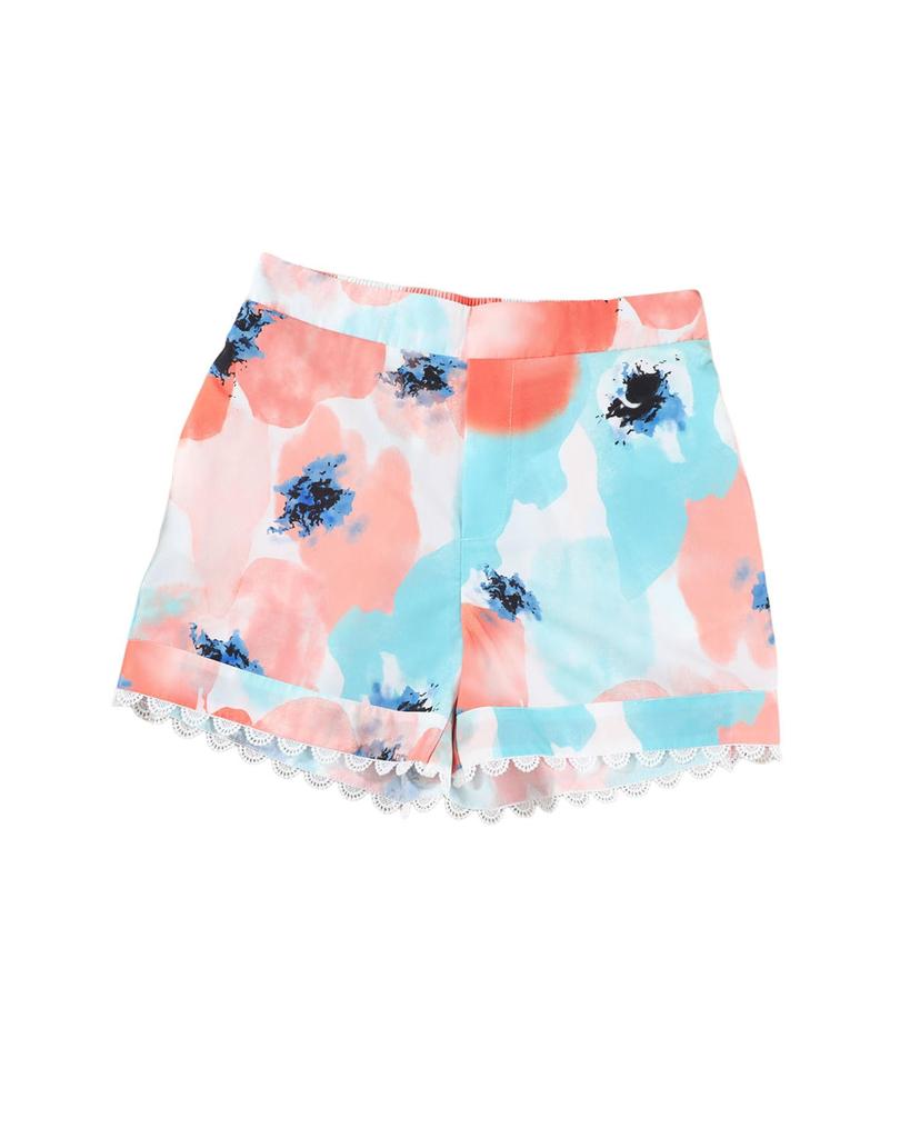Azura Exchange Water Marbling Print Lace Trim Shorts