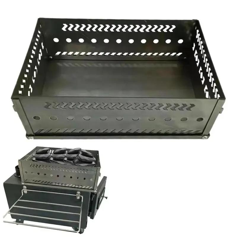 Ящик для углей Складной Держатель для камней для сауны Жаростойкие Аксессуары для дровяной печи Для сауны Пешего туризма Рыбалки Готовки Барбекю