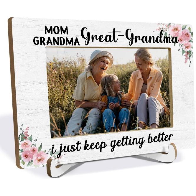 Great Grandma Gifts Picture Frame 4x6, I Just Keep Getting Better Great Grandma Gifts from Grandchild, Grandmother Photo Picture Frame Desk Tabletop