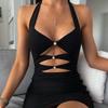Halter Backless Sexy Hollow Mesh Dress Slim Mini Dress Elegant Evening Party Dresses Vestido Y2k Cheap Wholesale Women Clothes