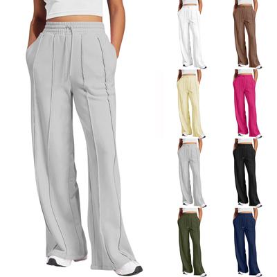 Женские широкие спортивные штаны с эластичной завязкой и высокой талией, с карманами
