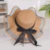 Floppy Foldable Ruffled Straw Hat Wide Brim Panama Sun Hat Trendy Women's Beach Hat for Women