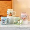 Cute Mug with Lid Spoon High Value Ceramic Water Cup Color Box for Girls Cartoon Office Couple Cup for Home Use