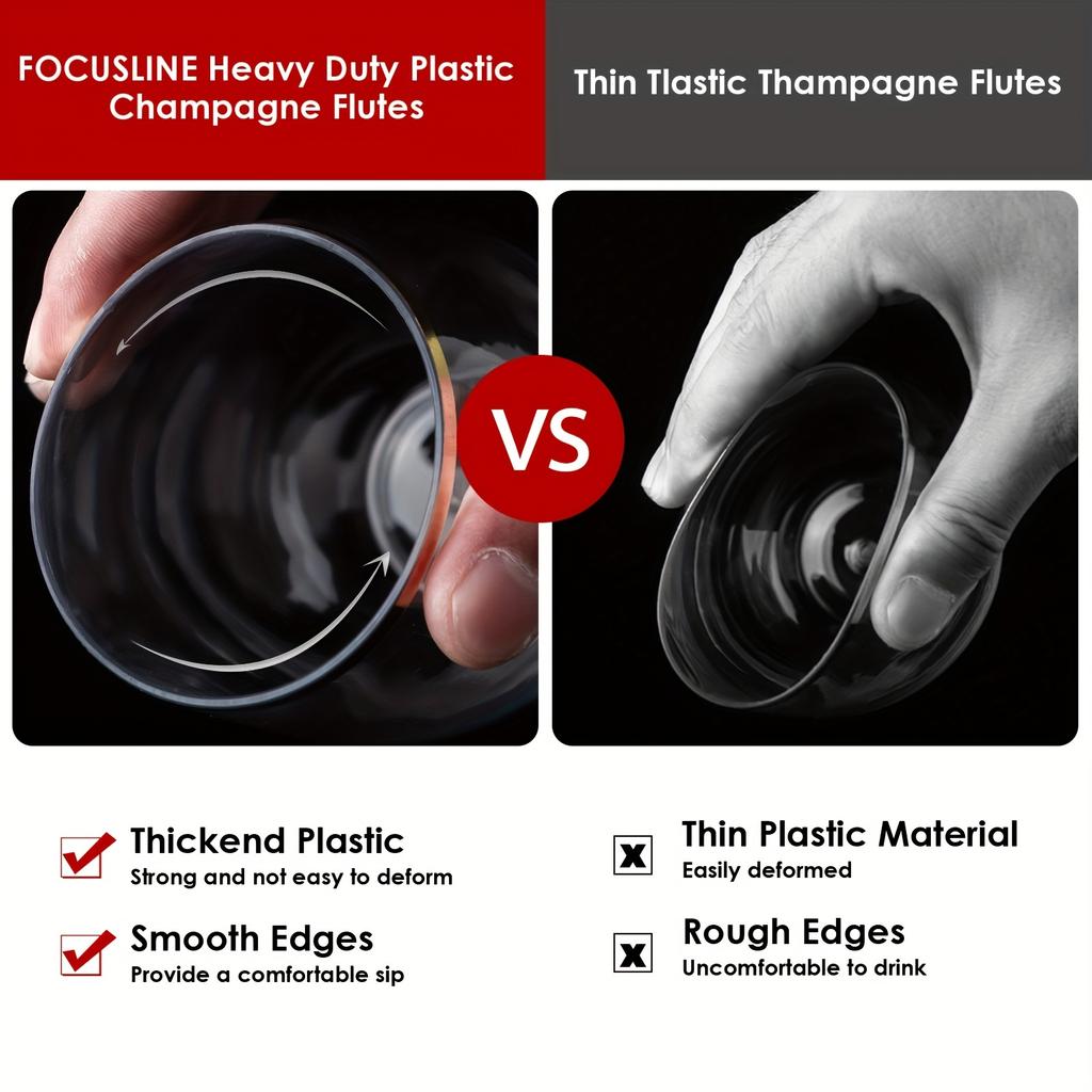 24шт. Пластиковые бокалы для вина, комбинированные (12 пластиковых бокалов для вина по 16 унций и 12 пластиковых фужеров для шампанского по 9 унций) Прозрачные одноразовые золотые диски без ножки Unbreaka