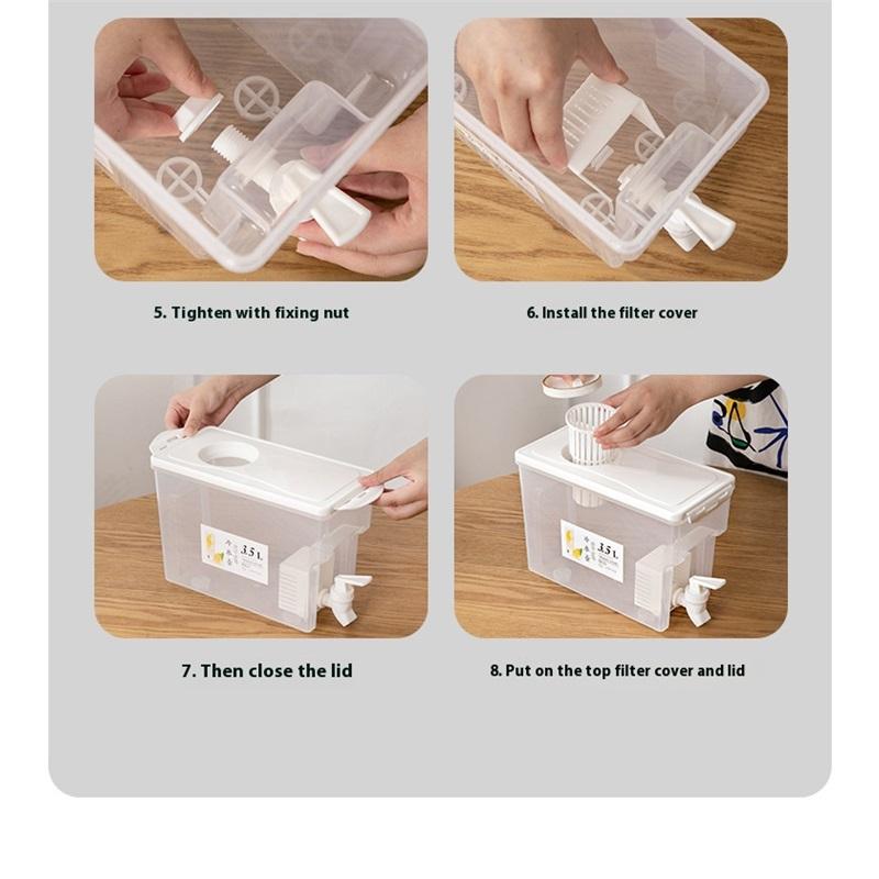 Large Capacity Kettle With Tap For Home Refrigerator Cool Water Juice Fruit Beverage Tea High Temperature Resistant Clear Water Jug