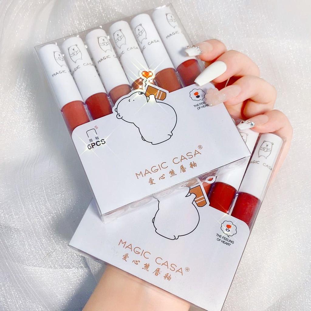 6 Sets of Lip Glaze Set Velvet Mist Non-fade Non-stick Cup White Lip Mud Matte Lipstick Long-lasting Waterproof Student Cosmetics Beauty Products