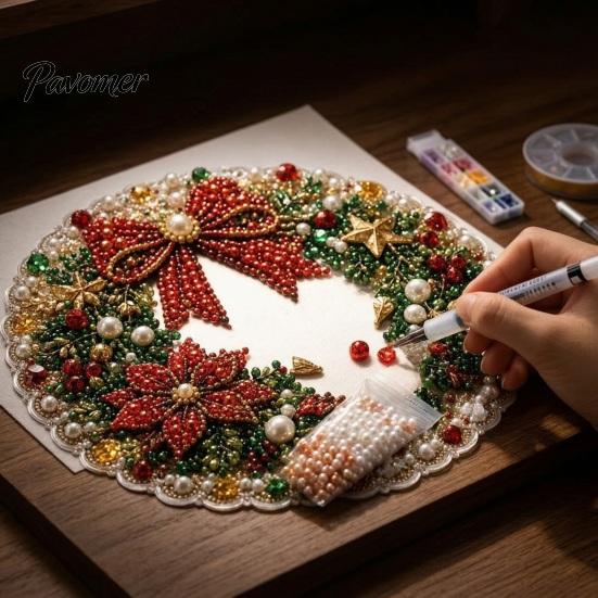 Гирлянда-украшение с Санта-Клаусом и оленями, Рождественское подвесное украшение с росписью под жемчуг, Набор для рукоделия из 3D-бусин, DIY, для взрослых и детей, Арт-крафт,