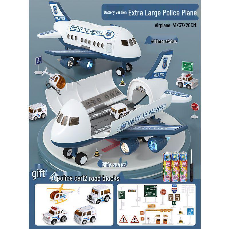 Extra Large Transforming Airplane Toy with Music and Storage Features for Kids
