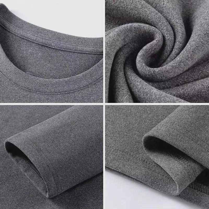 Мужская бархатная футболка с круглым вырезом и длинными рукавами для тепла осенью и зимой