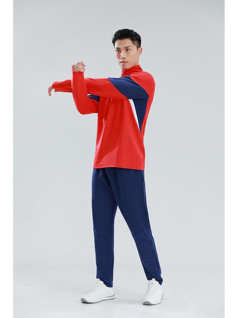 Autumn Winter College Student Football Training Set: Half-Zip Long-Sleeve Jersey & Children's Competition Team Uniform