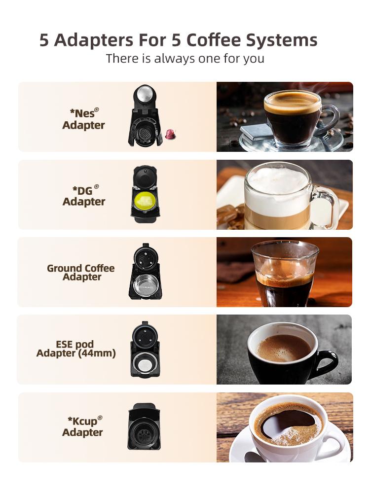 Мультикапсульная кофемашина, Горячая/Холодная Dolce Gusto Капсула Nespresso Капсула ESE Молотый кофе Кафетерий 20 Бар 5 в 1