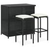 Day and Night - Day and Night Garden Bar Table and Chairs Set 3 Pieces Black Synthetic Rattan