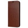 For iPhone 15 Pro Max Crazy Horse Texture Wallet Phone Cover Genuine Cow Leather Stand Case