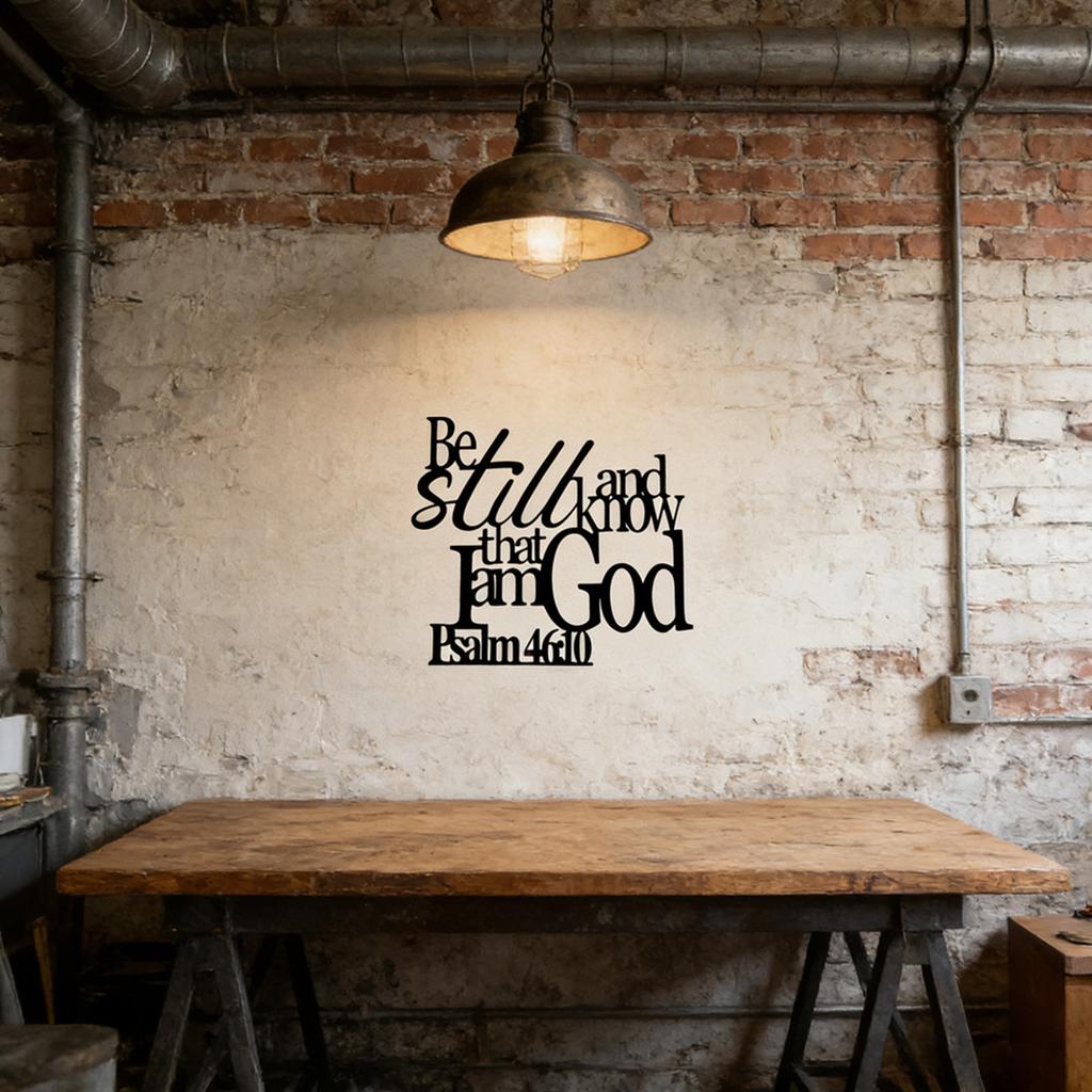 Decorative Metal Wall Art Psalm 46 10 Inspirational Quote Iron Typography Home Wall Decor Minimalist Style Religious Scripture Design