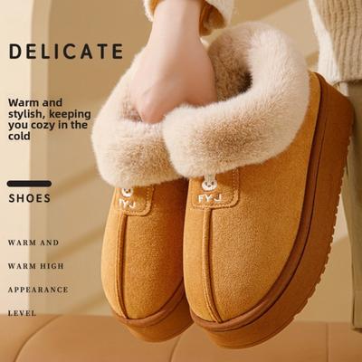 Хлопковые тапочки, Осенне-зимние женские домашние тапочки-мешок, Послеродовые теплые тапочки на толстой подошве для пары с флисом, Мужские уличные зимние сапоги