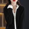 Contrasting Color Zipper Autumn and Winter New Fashion Versatile Knitted Top Jacket