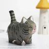1PC Creative Desktop Wood Cat Handmade Wood Carving Kitten Ornaments Small Animal Decoration Crafts