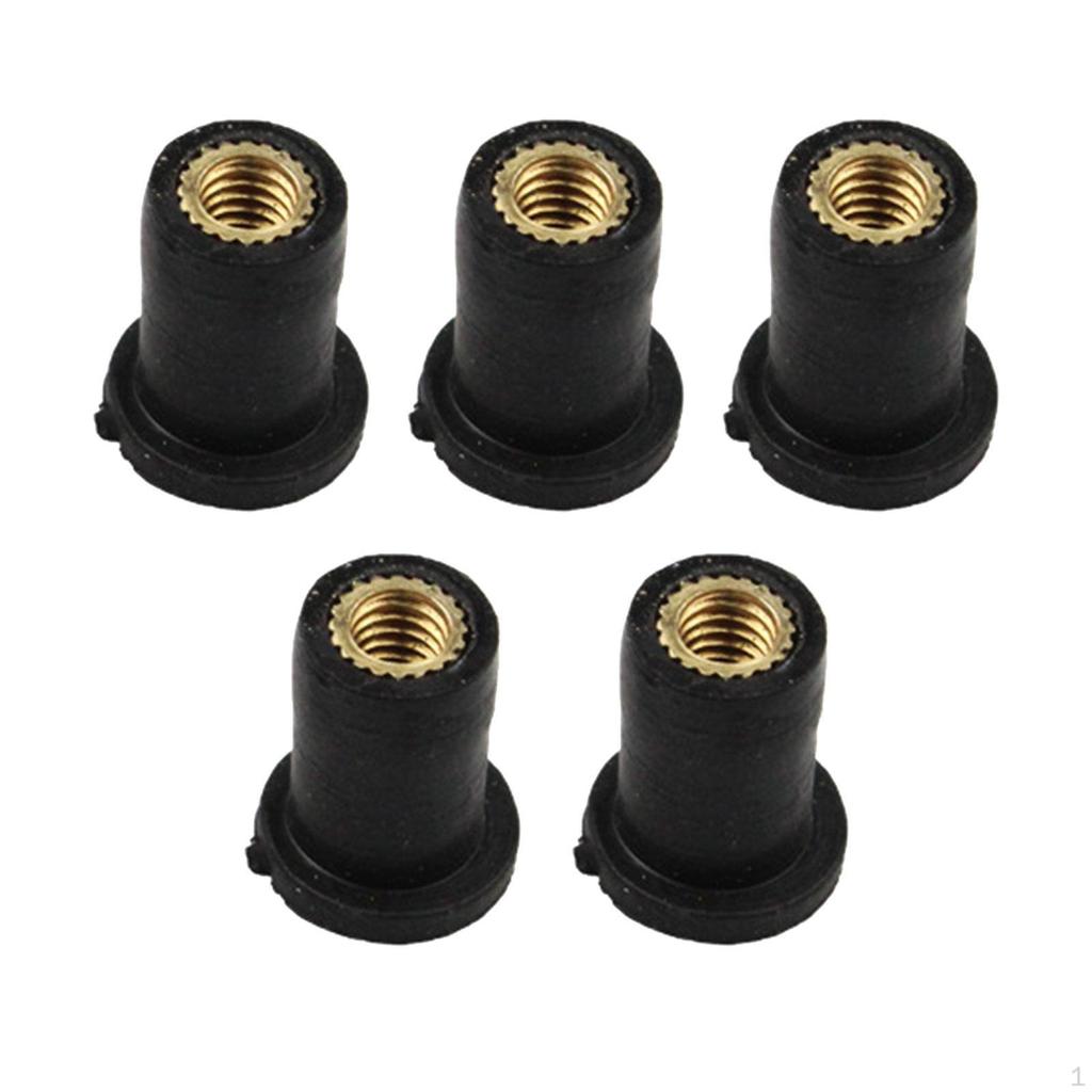 5 Pieces Windshield Rubber Motorcycle Nuts Replaces Universal Repair Parts Brass Nut Fairing