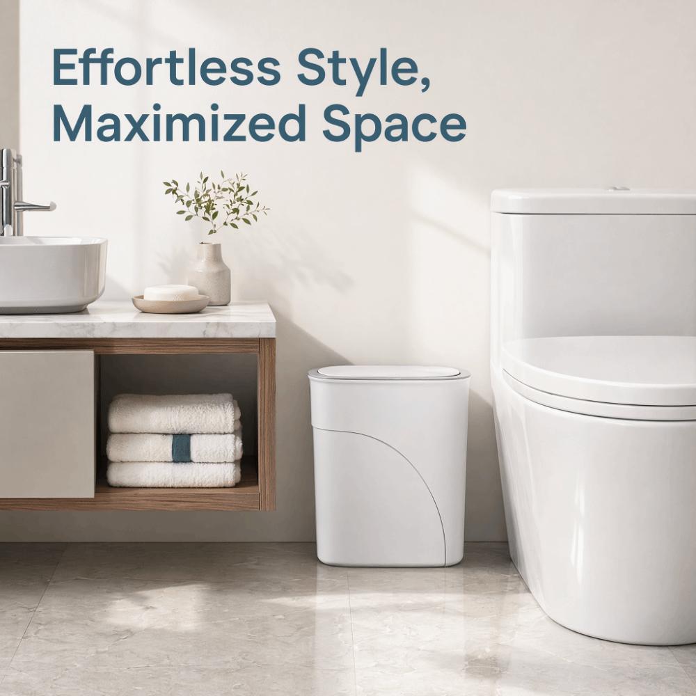 Odor-Free 11L Bathroom Trash Can Slim Narrow Gap Living Room Dustbin Space Saving