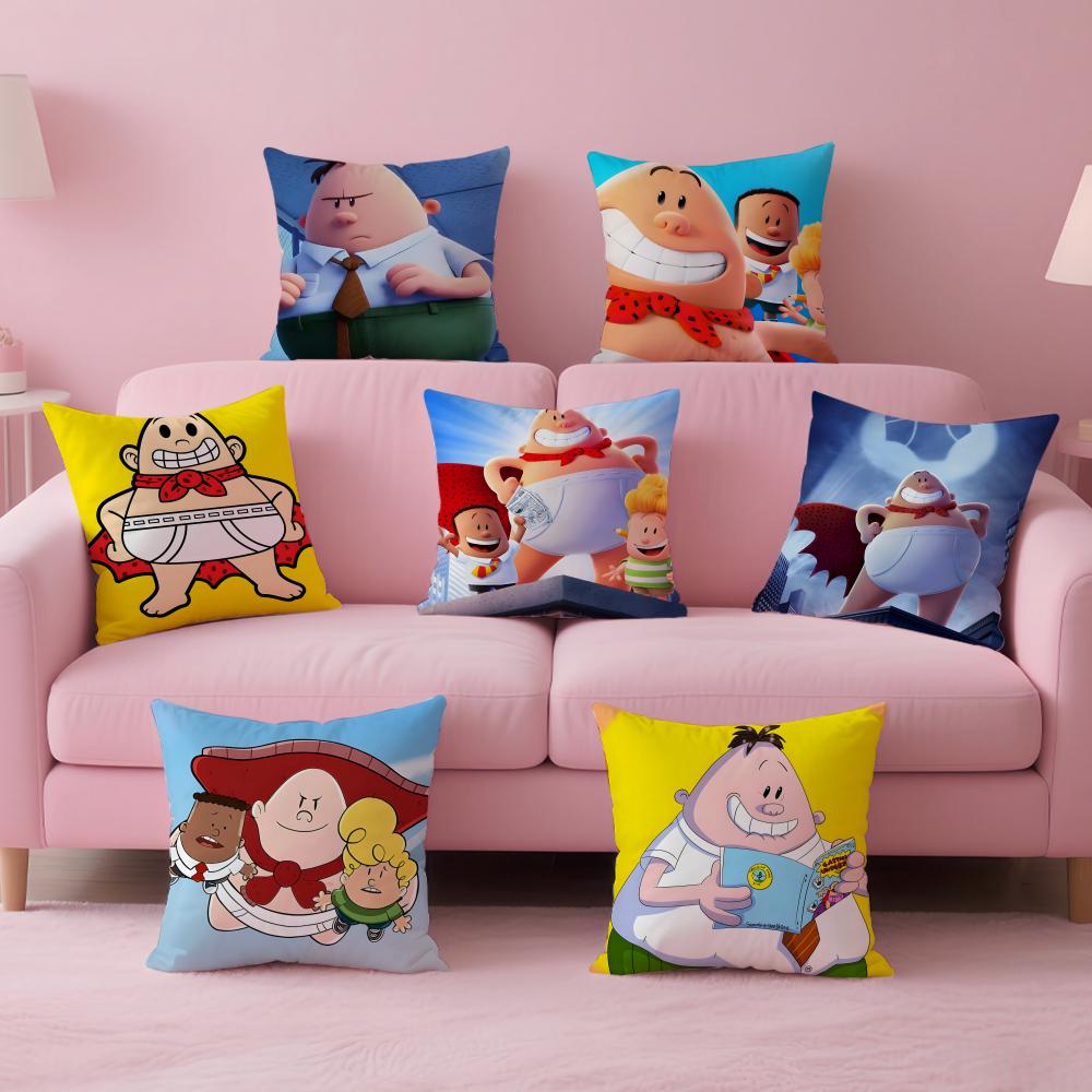 Funny American Cartoon CCaptain Underpants Cushion Cover Pillow Case Soft Skin Friendly Fabric Concealed Zipper