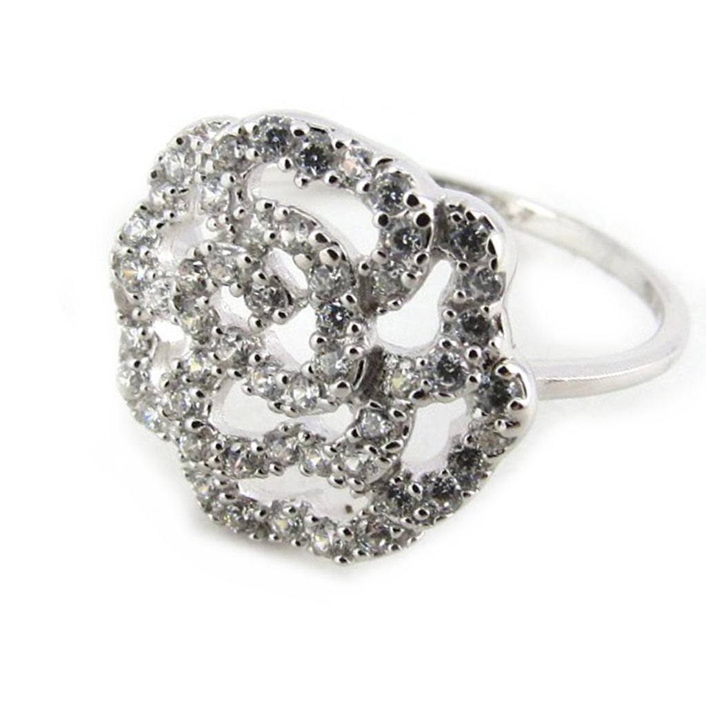 Silver Ring 'Rosa Romantica' White