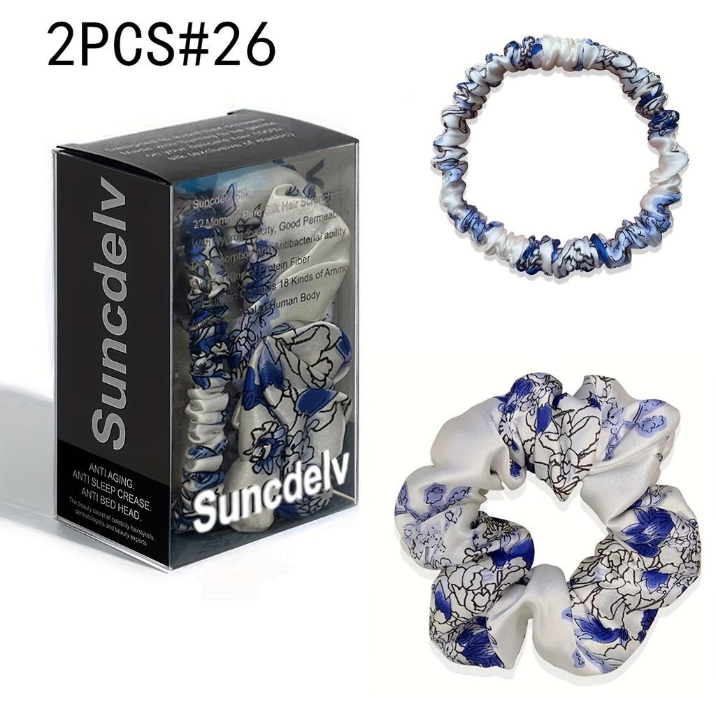 2 шт. 100% натуральный шелк однотонные резинки для волос высокого качества резинки для волос 22Momme женские большие повязки для волос аксессуары для волос маленькие+большие