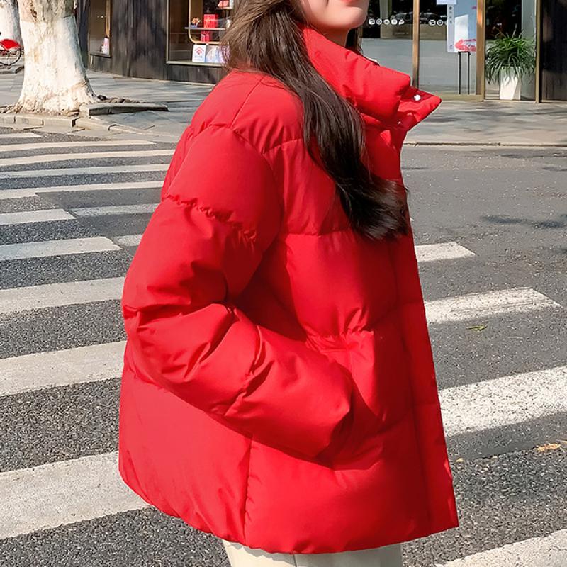 Winter Down Cotton Coat Women Solid Loose Padded Jacket Puffer Parkas Casual Female Black Zipper Thickening Warm Outwear