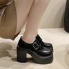Platform Loafers Women's Spring and Autumn New Models, Small Thick Heels, Single Shoes, Wind and Small Leather Shoes