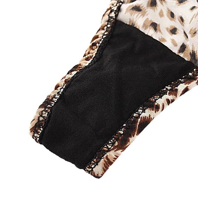 Дышащие леопардовые трусы с низкой талией и металлической пряжкой, хлопковые стринги с двойным хлопковым дном