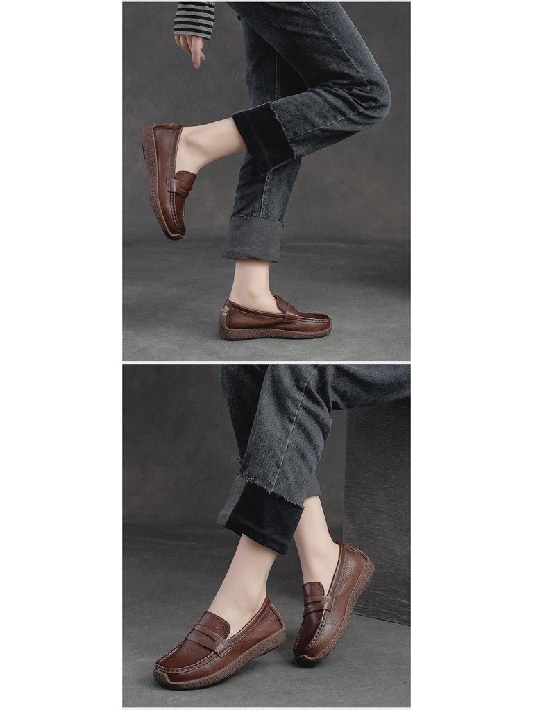 Шанхай Цзечу весна 2023 ретро плоские женские туфли из коровьей кожи