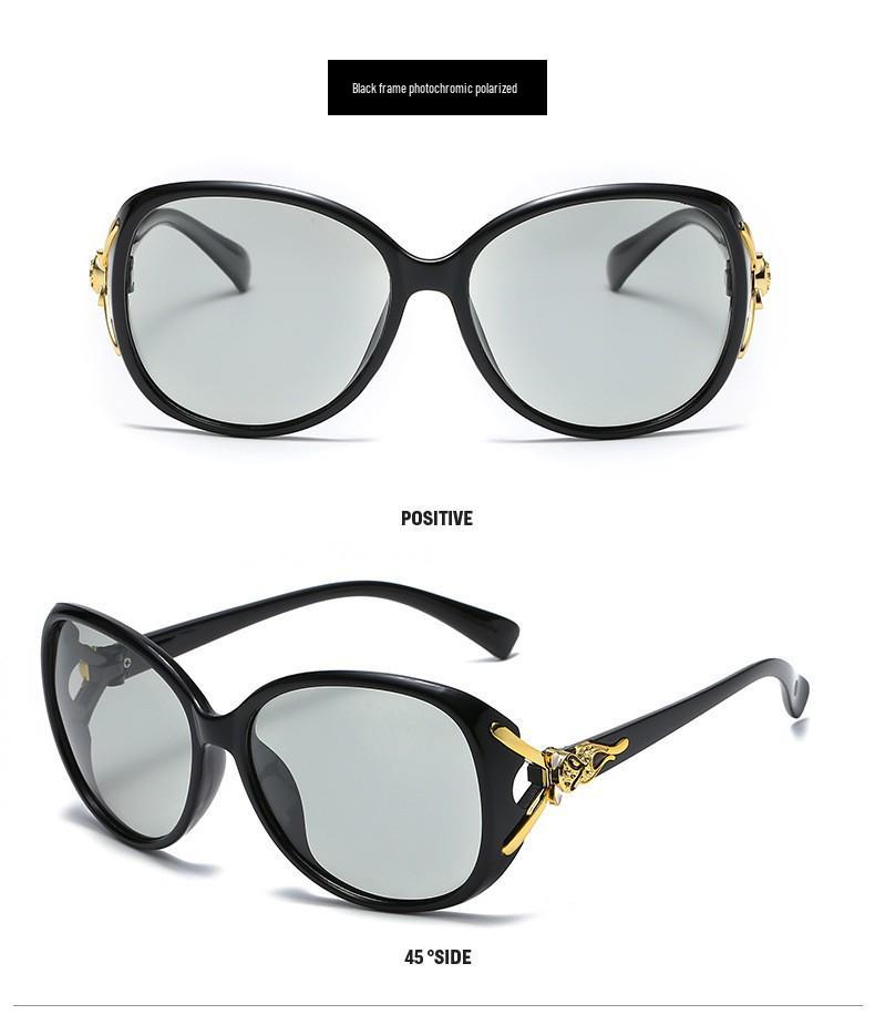 Женские Новые Модные Солнцезащитные Очки с Меняющим Цвет Головой Лисы 8842 - Крупная Оправа