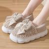 Модные меховые тапочки для женщин Зимние с бантом Меховые Модные Теплые до щиколоток Плюшевые Уютные Слайды для дома В помещении Мягкая подошва Хлопковая обувь