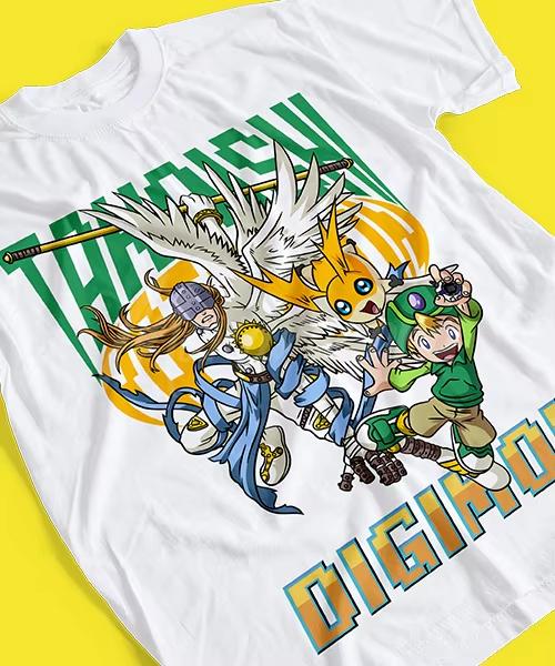2026 Новая высококачественная футболка с принтом для Аниме Digimon Такаиши Патамон Трансформация Энджелмон Мягкая повседневная футболка G...